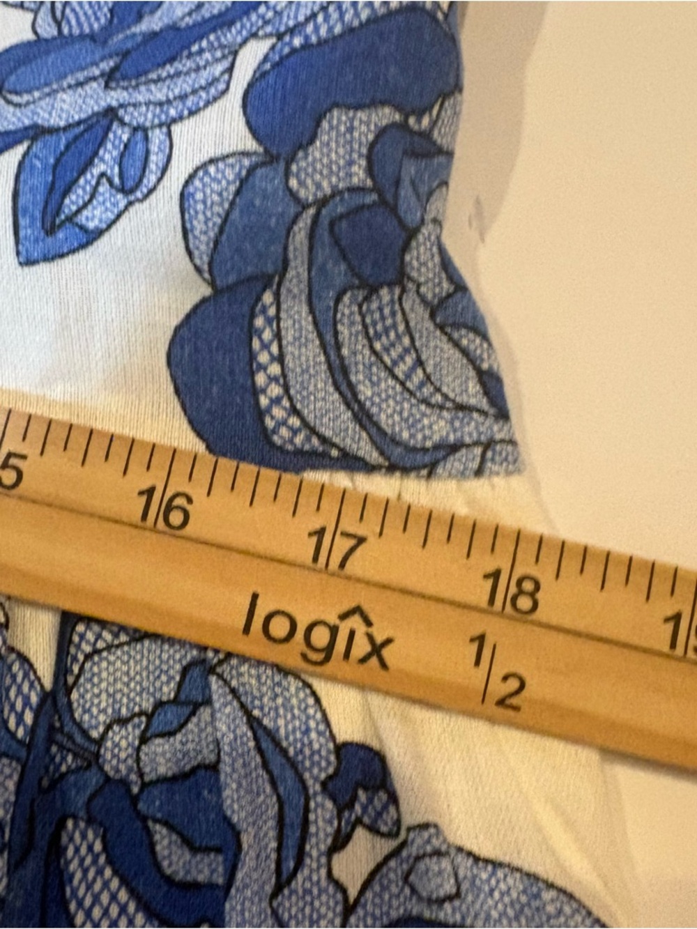 CeCe Blue & White linen blended Floral Tiered Mini Dress size S - Picture 6 of 11